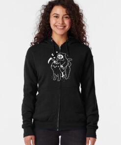 Death Rides A Black Cat Zipped Hoodie